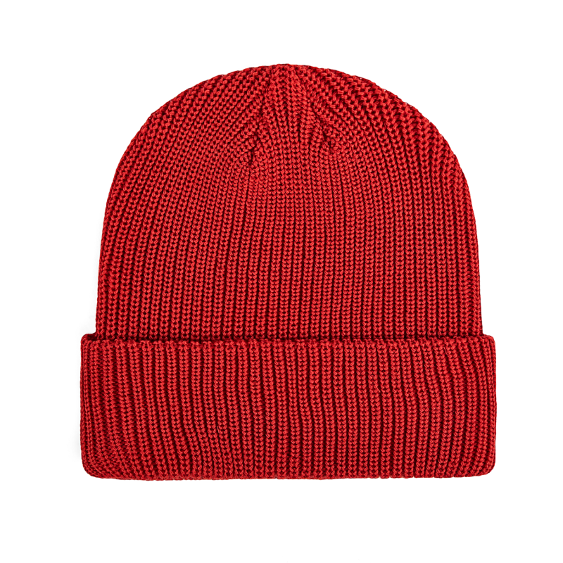 Red 100% rPET Eco Custom Plain Cuffed Beanies RP-BN06