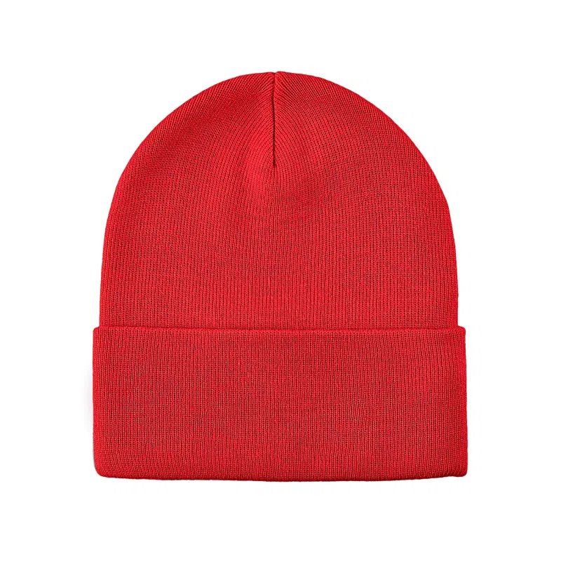 Bonnet à revers uni rouge 100% en rPET RP-BN01