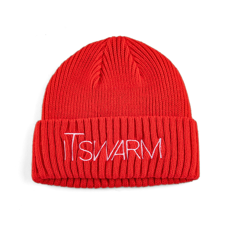 Red Custom Embroidered Cuffed Beanies SFG-210318-5