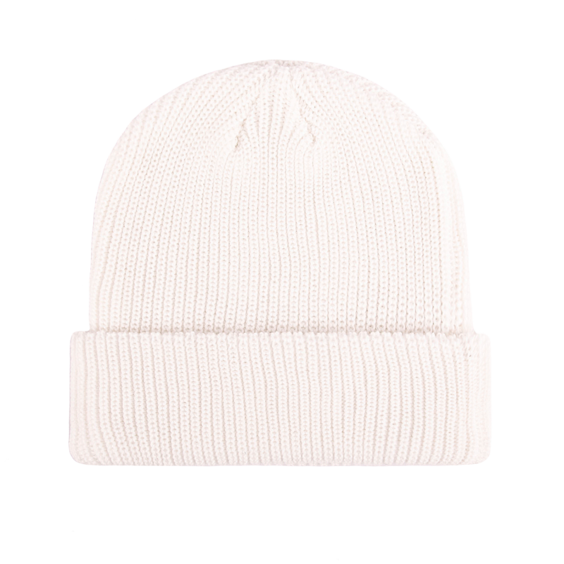 White 100% rPET Eco Custom Plain Cuffed Beanies RP-BN06
