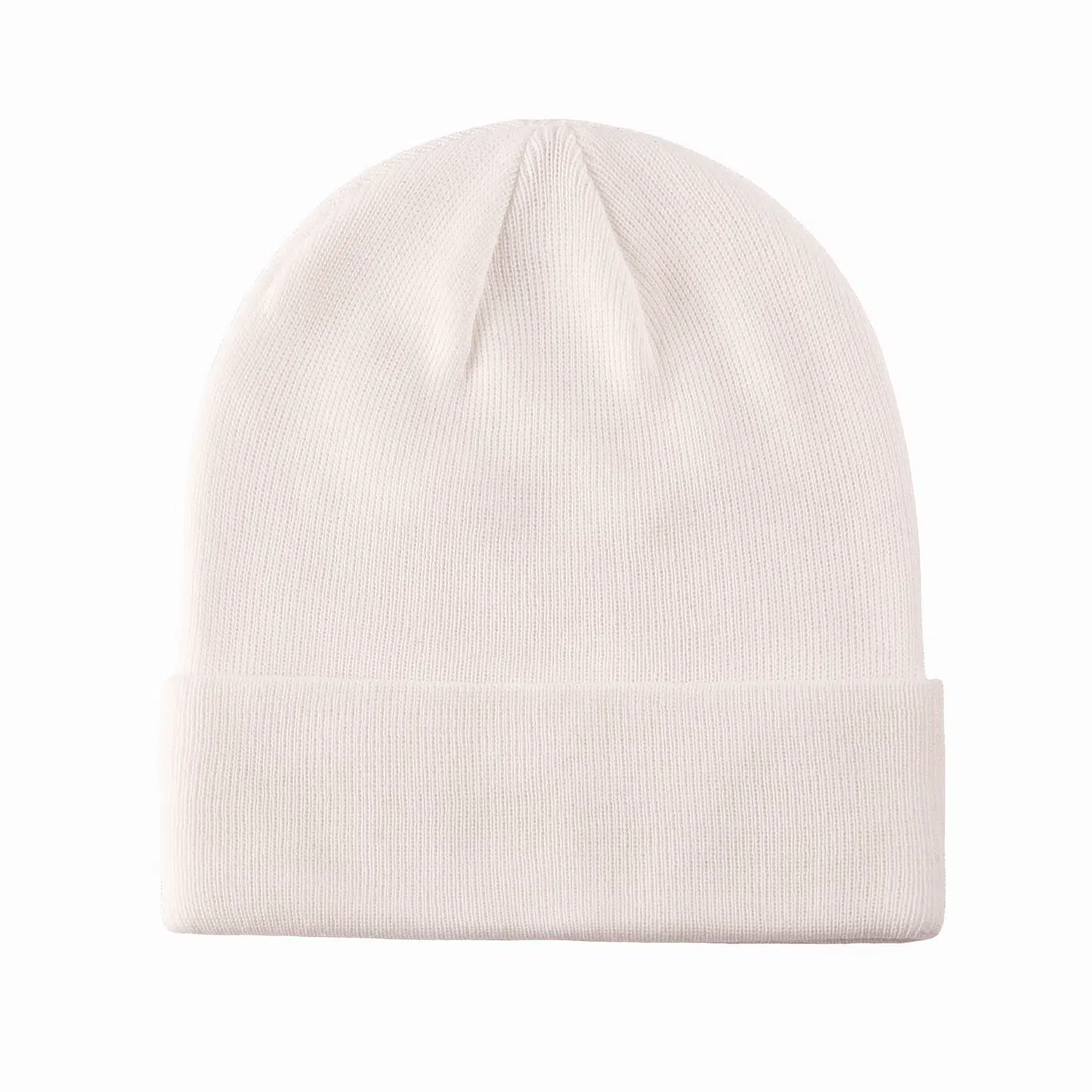 White 100% rPET Eco Solid-Colored Cuffed Beanies RP-BN02