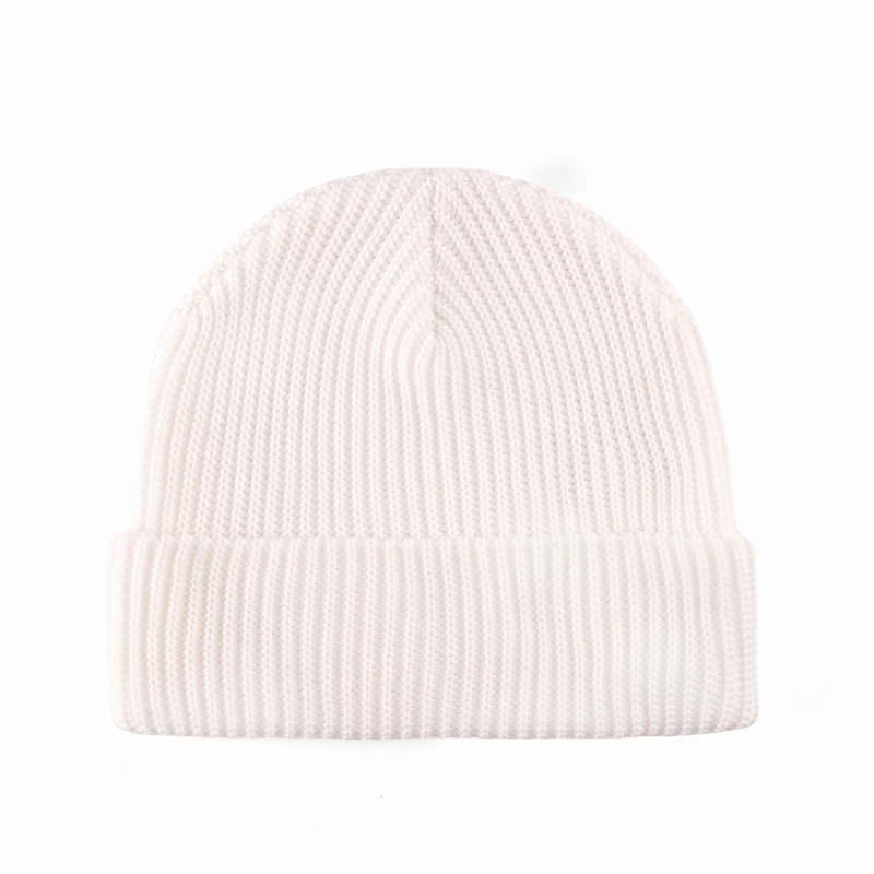 White 100% rPET Twisted Knit Cuffed Beanies RP-BN03