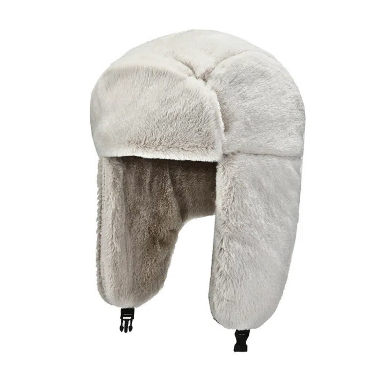 Chapeaux de trappeur à oreillettes en peluche unie blanc hiver Wt2410-10, image principale