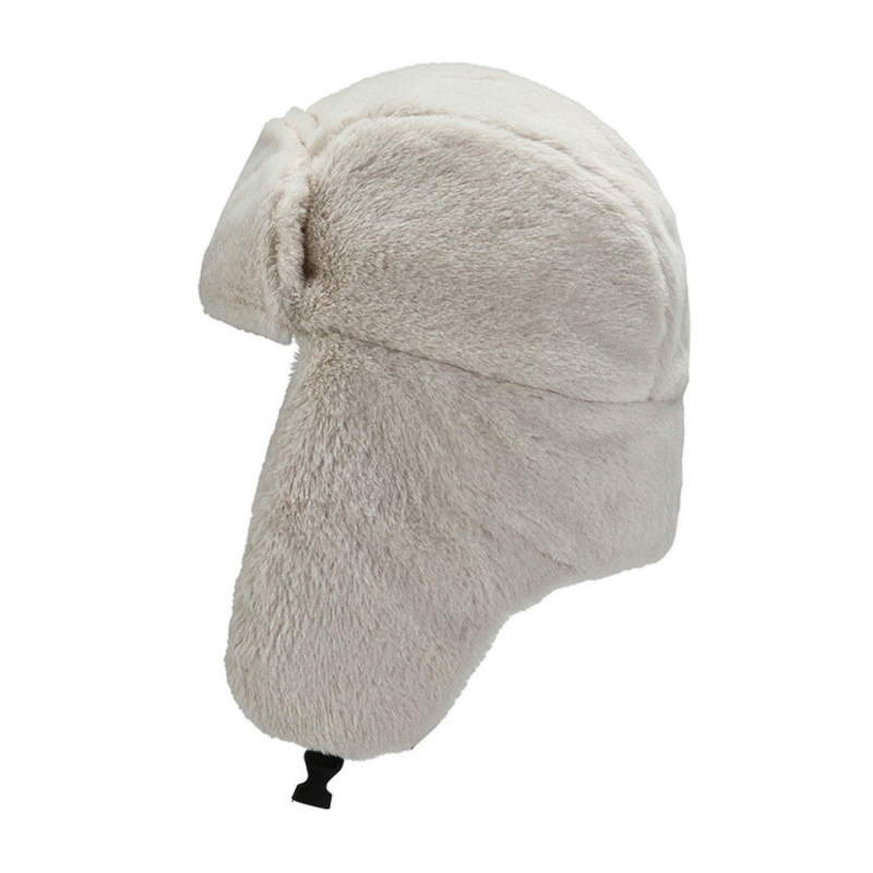 White Winter Plain Plush Earflap Trapper Hats Wt2410-10, side