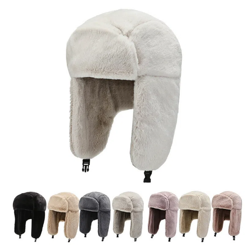 Chapeaux d'hiver à oreillettes en peluche unie Wt2410-10, combo