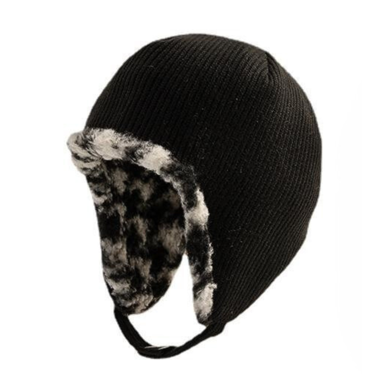Winter Reversible Houndstooth Earflap Hats Wbeh2410-01, reversible side
