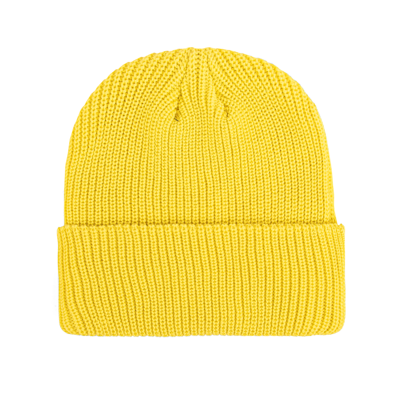 Yellow 100% rPET Eco Custom Plain Cuffed Beanies RP-BN06