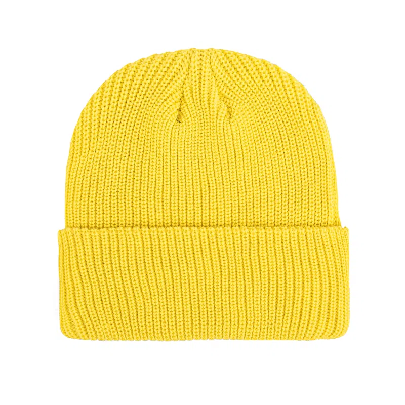 Yellow 100% rPET Eco Custom Plain Cuffed Beanies RP-BN06