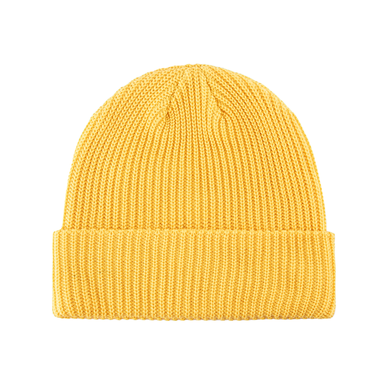 Yellow 100% rPET Eco Plain Knit Cuffed Beanies RP-BN04