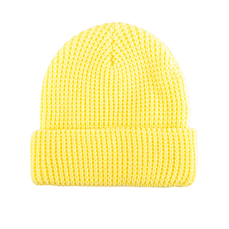 Yellow 100% rPET Eco Waffle Cuffed Beanies SFA-230829-02