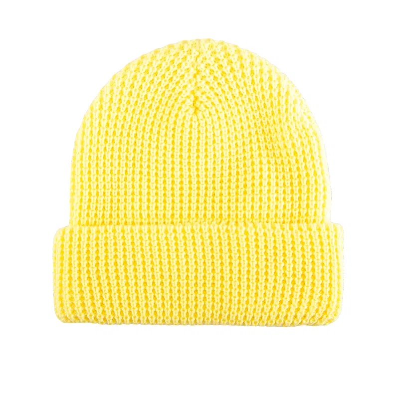Yellow 100% rPET Eco Waffle Cuffed Beanies SFA-230829-02