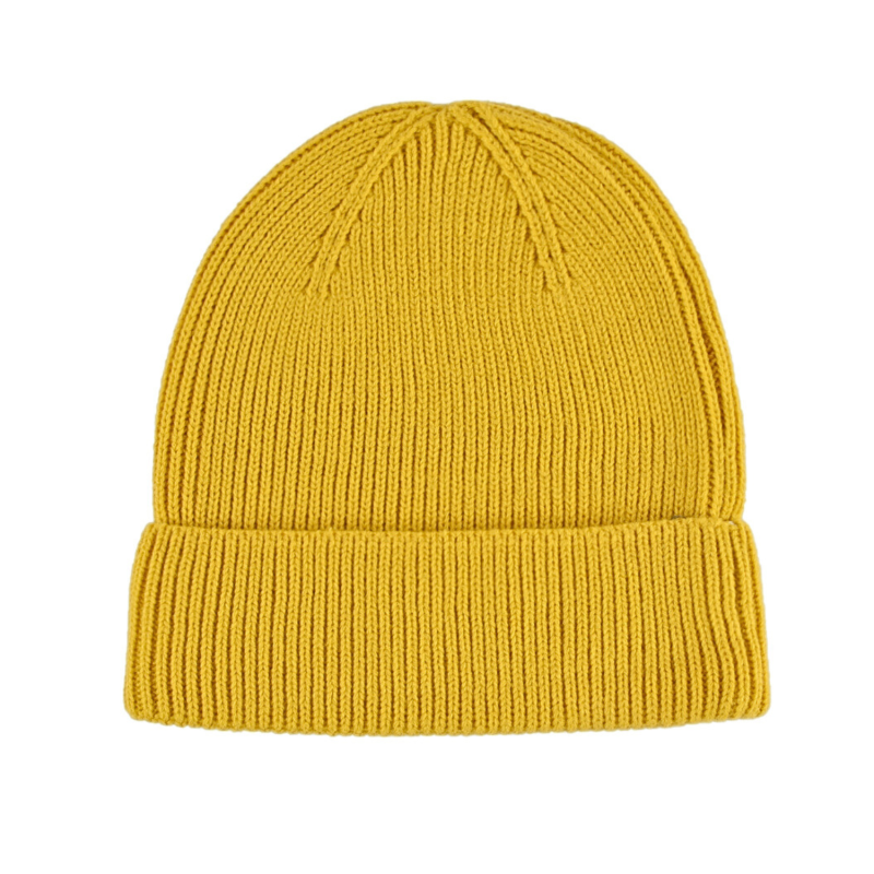 Yellow Custom Leather Patch Cuffed Beanies PB-FB0033