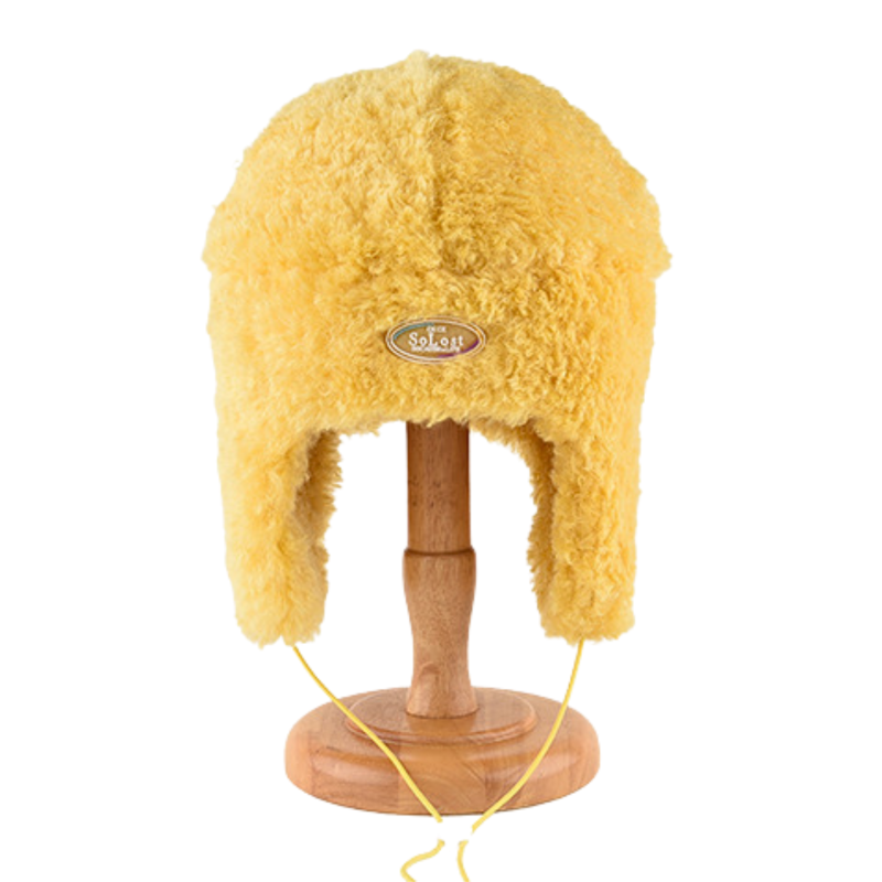 Yellow Custom Patch Faux Fur Earflap Hats Wbeh2410-08