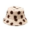 Custom Dot Printing Women Thick Furry Winter Bucket Hat