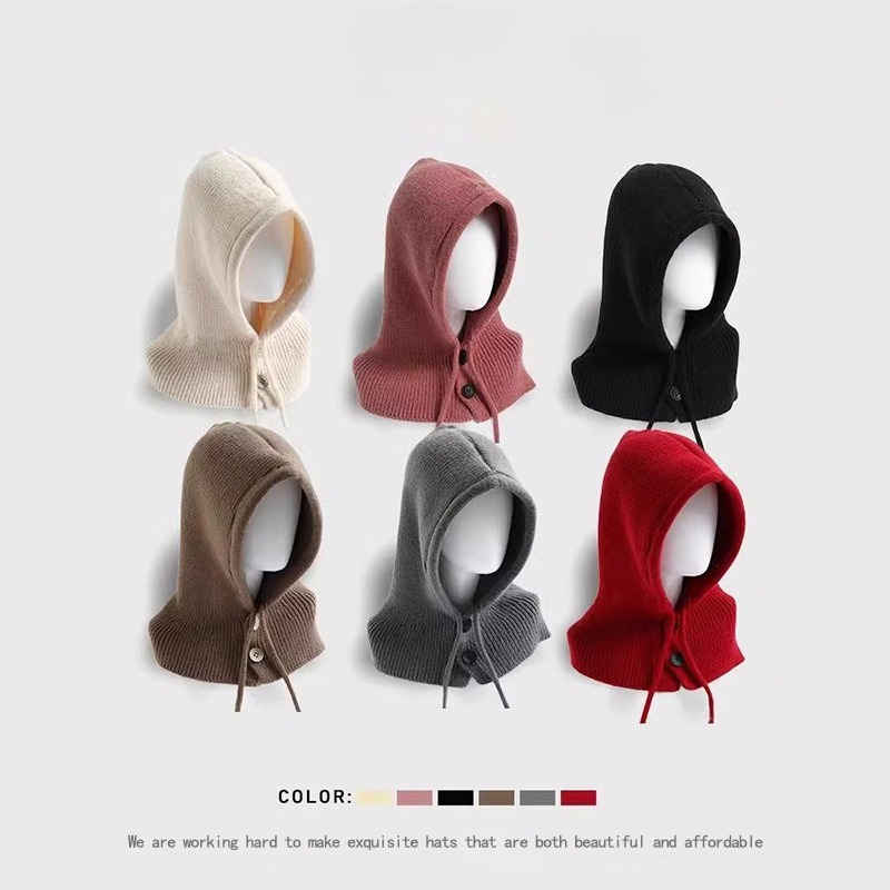 Personalized Acrylic Couple Solid Color Earmuff One-piece Collar Balaclava