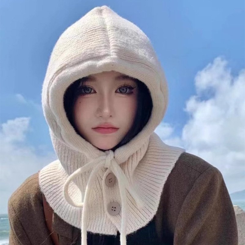 Personalized Acrylic Couple Solid Color Earmuff One-piece Collar Balaclava