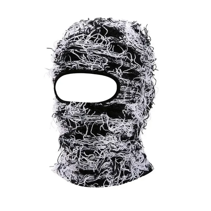 Wholesale Custom Knitted Full Face Mask Distressed Polyester Balaclava