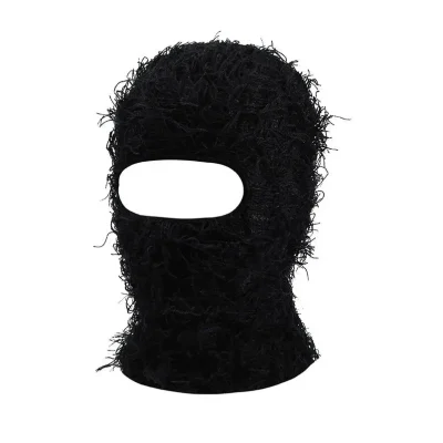 Wholesale Custom Knitted Full Face Mask Distressed Polyester Balaclava