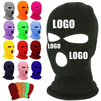 Embroidery Acrylic Knitted Three Hole Multifunctional Ski Mask