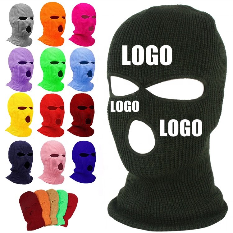 masque1 Embroidery Acrylic Knitted Three Hole Multifunctional Ski Mask