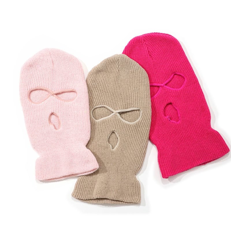 マスク1 Custom Logo Acrylic Knitted Embroidery 3 Hole Ski Mask
