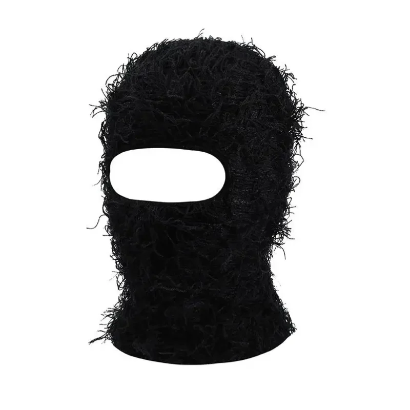 Wholesale Custom Knitted Full Face Mask Distressed Polyester Balaclava