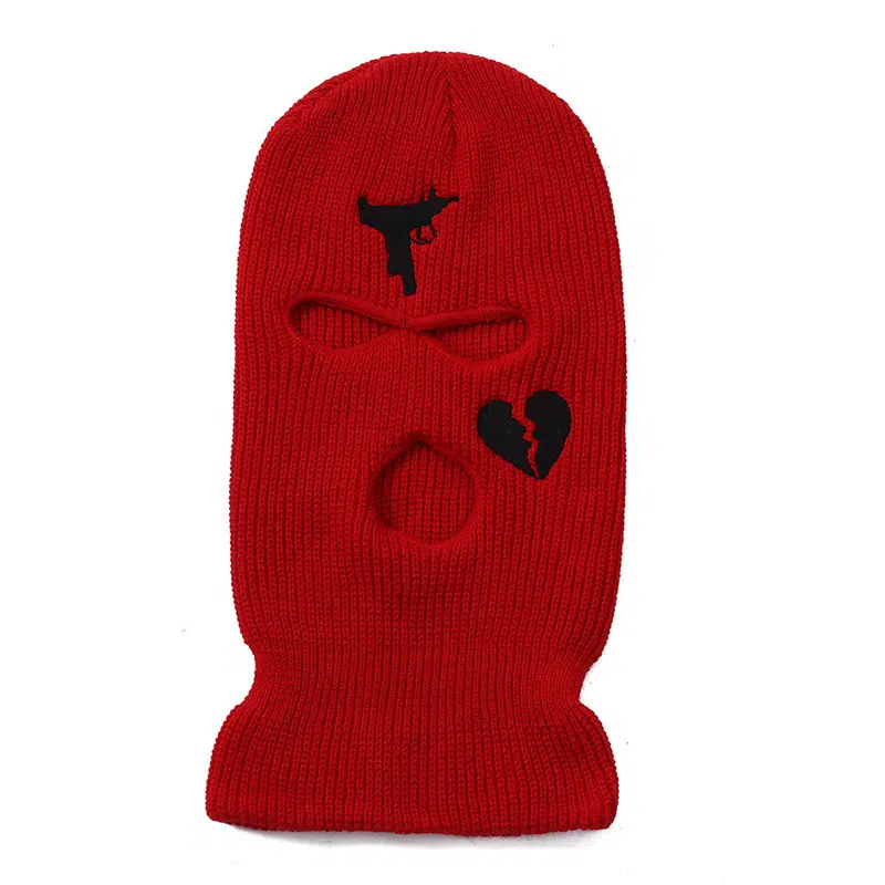 Maschera da sci in maglia ricamata in poliestere con tre fori personalizzata