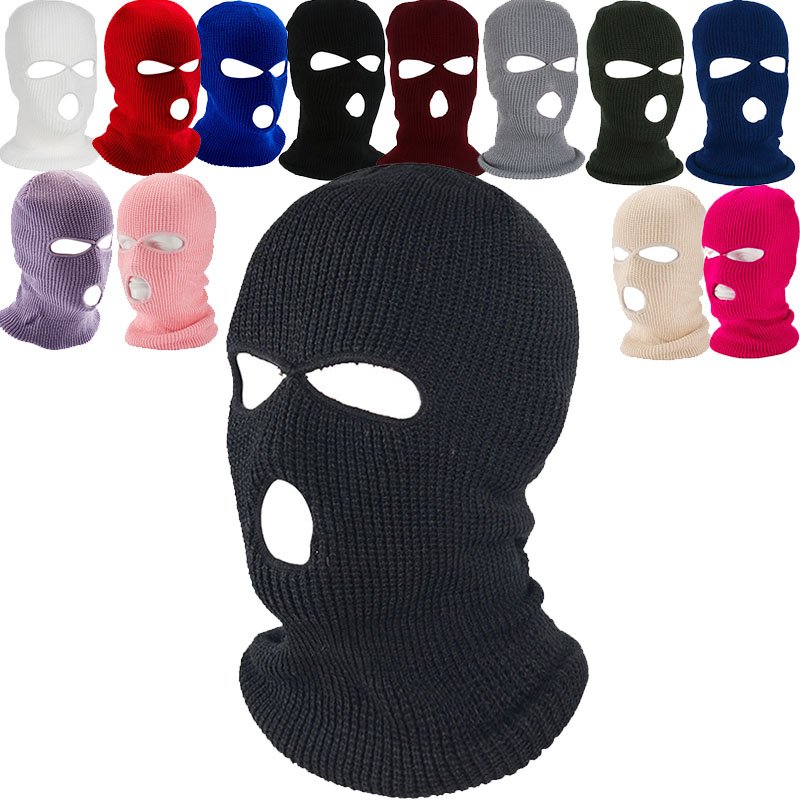 maschera2 Wholesale Custom Design Embroidered 3 Hole Full Face Knit Ski Mask