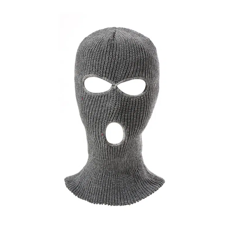 Masque de ski en acrylique tricoté avec logo personnalisé et broderie, 3 trous