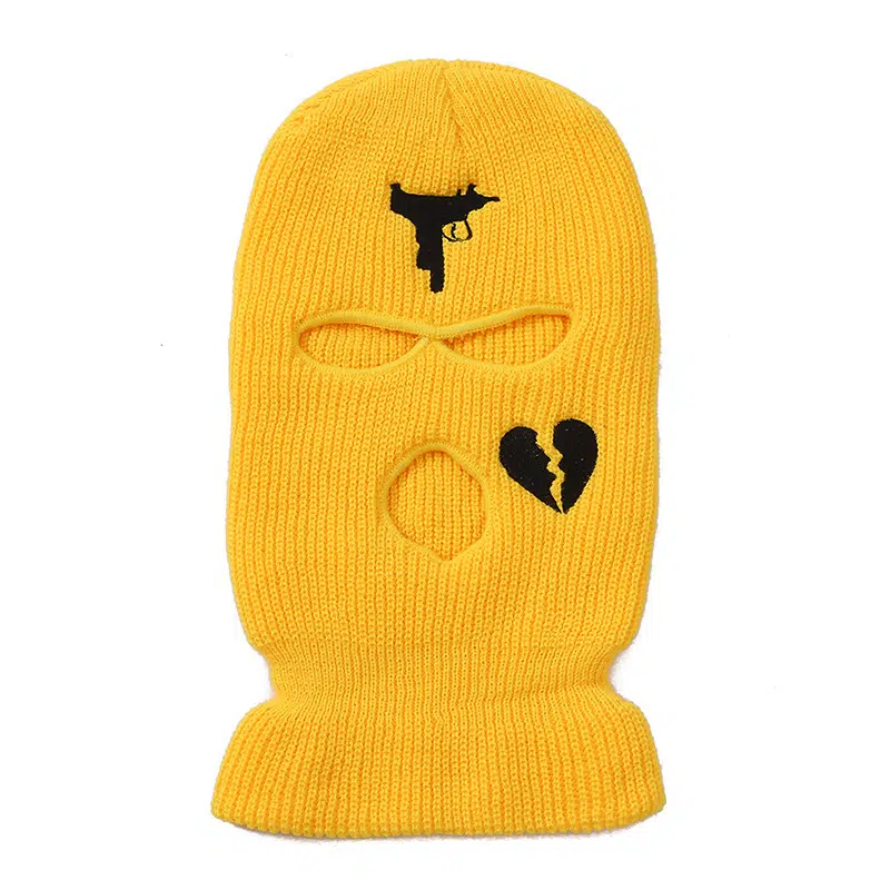 Maschera da sci in maglia ricamata in poliestere con tre fori personalizzata