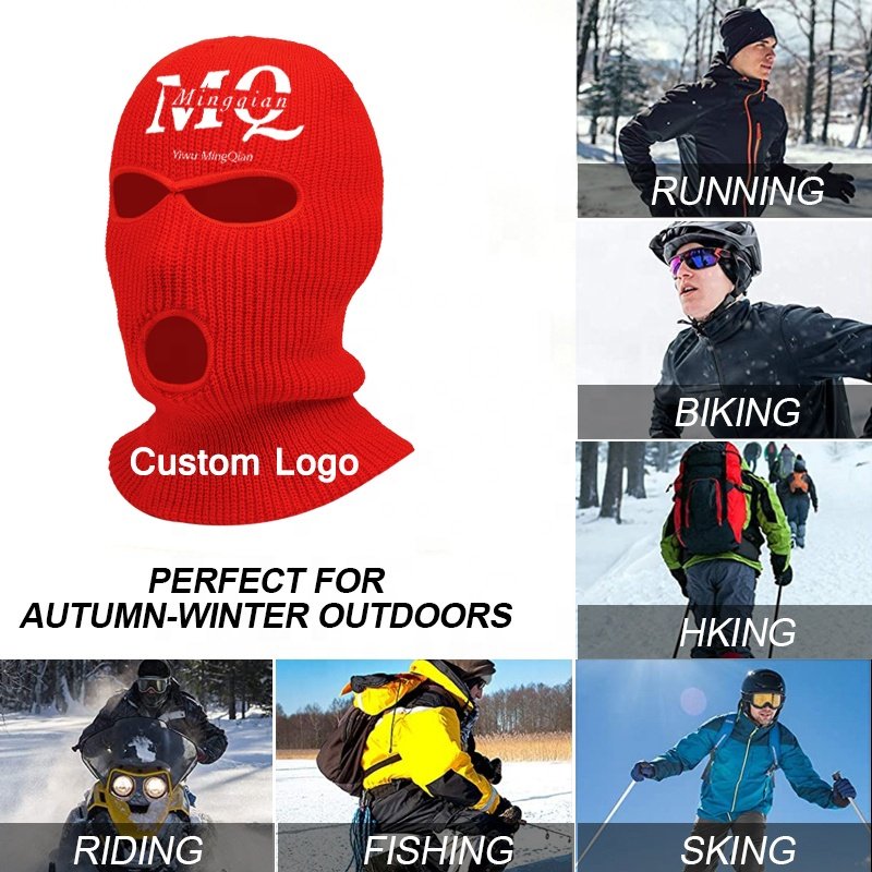 mask4 Embroidery Acrylic Knitted Three Hole Multifunctional Ski Mask