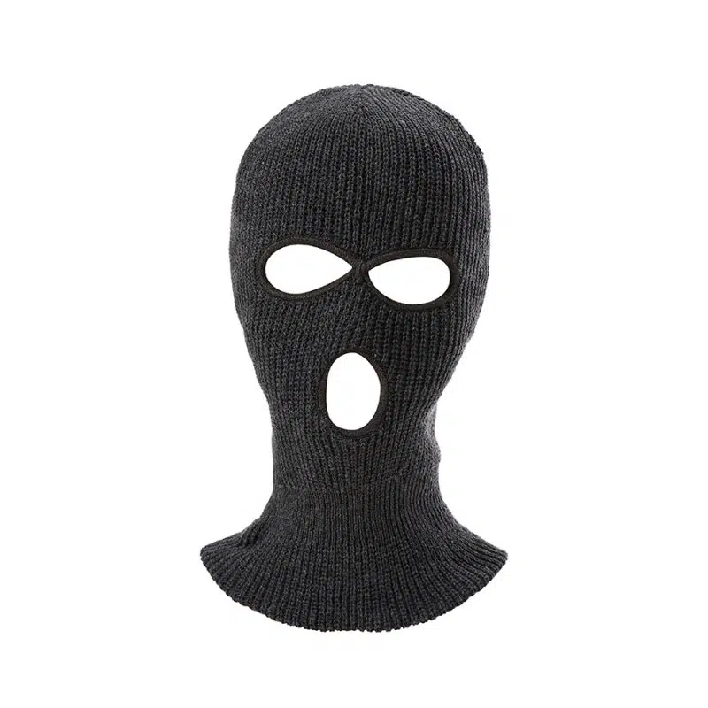 Masque de ski en acrylique tricoté avec logo personnalisé et broderie, 3 trous