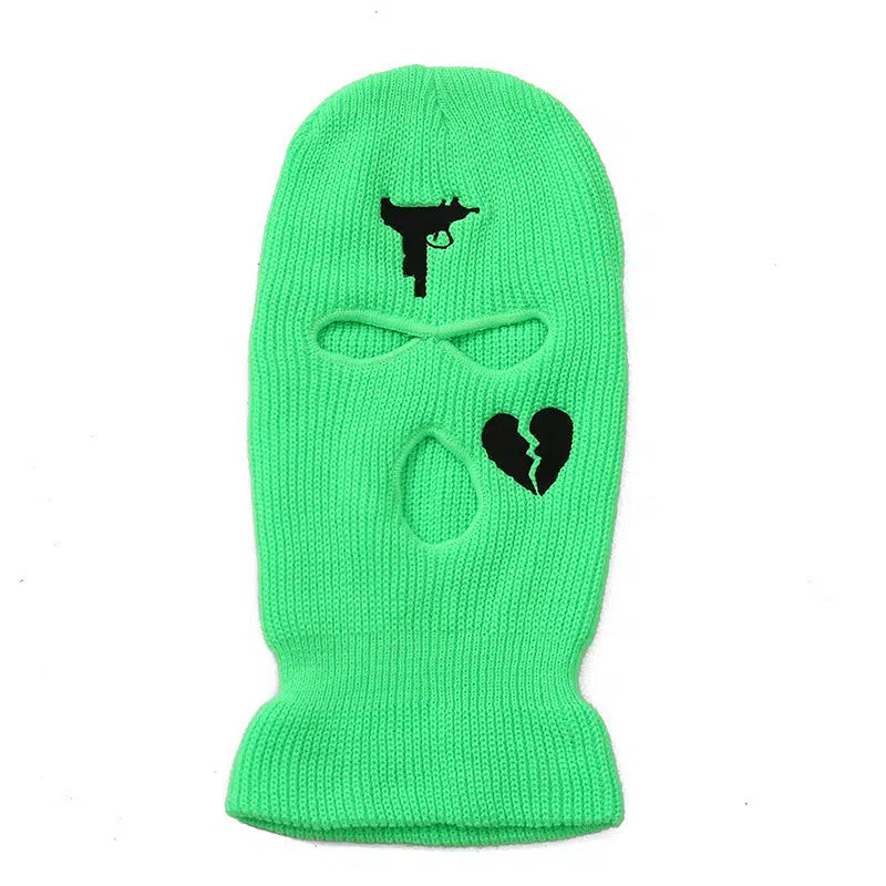 Maschera da sci in maglia ricamata in poliestere con tre fori personalizzata