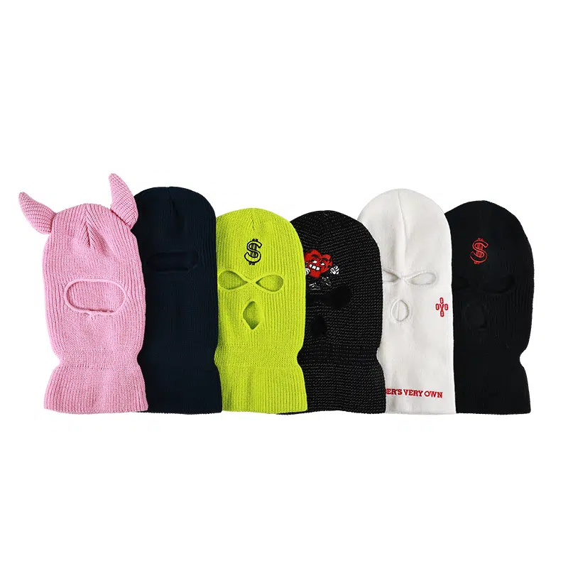 Custom Windproof 3 Hole Breathable Embroidery Knitted Ski Mask