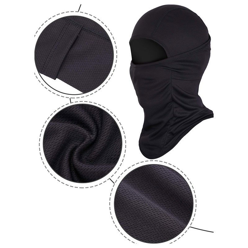 Polyester Dry Fit Full Face Black Outdoor Sports Balaclava
