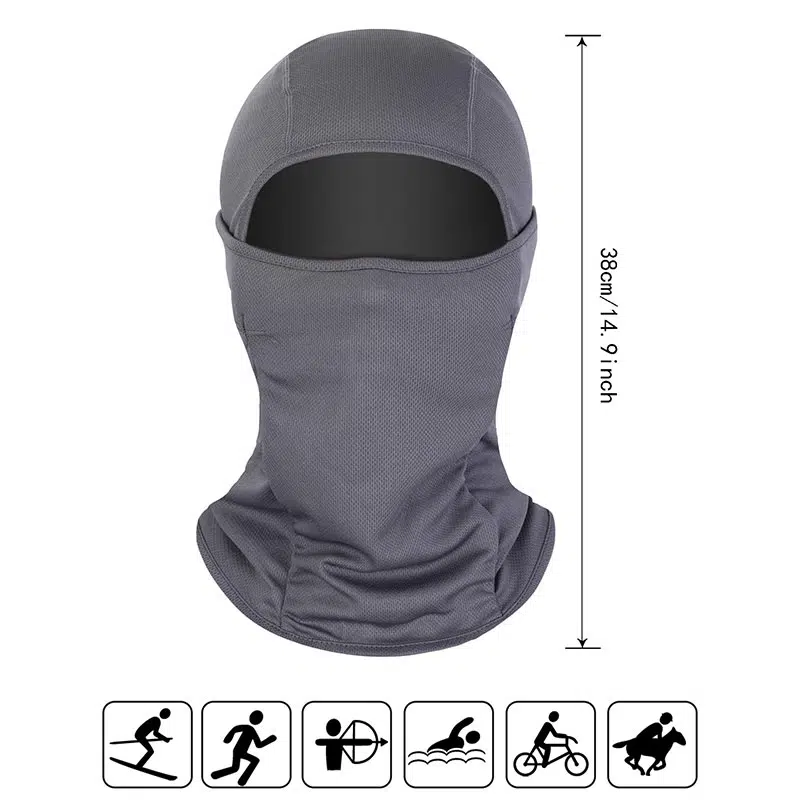 Passamontagna sportivo da esterno in poliestere Dry Fit a copertura totale, colore nero