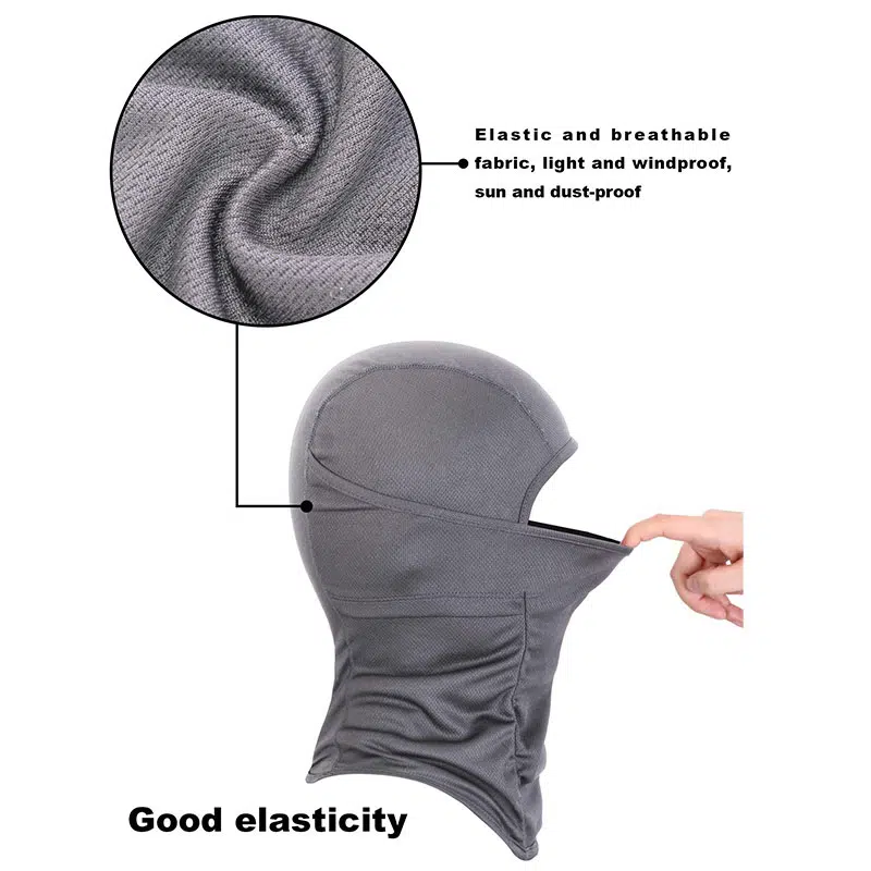 Passamontagna sportivo da esterno in poliestere Dry Fit a copertura totale, colore nero