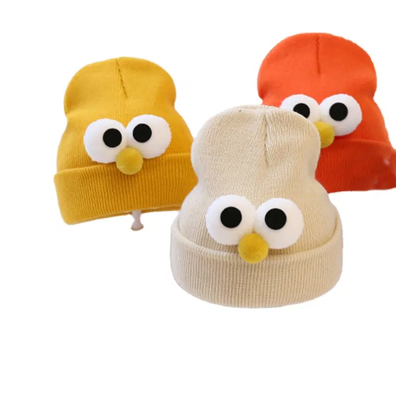 Simpatico cappello invernale in maglia acrilica stile Y2K con uccellino per bambini