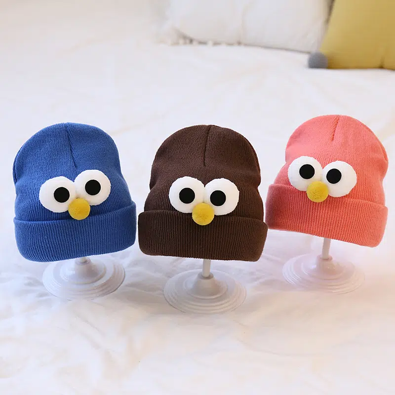 Simpatico cappello invernale in maglia acrilica stile Y2K con uccellino per bambini