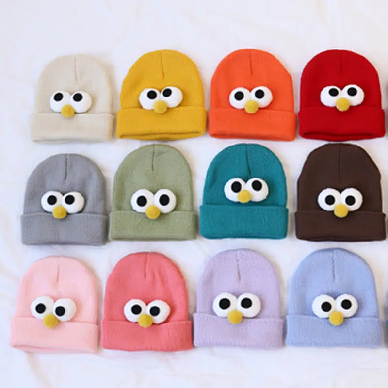 Simpatico cappello invernale in maglia acrilica stile Y2K con uccellino per bambini