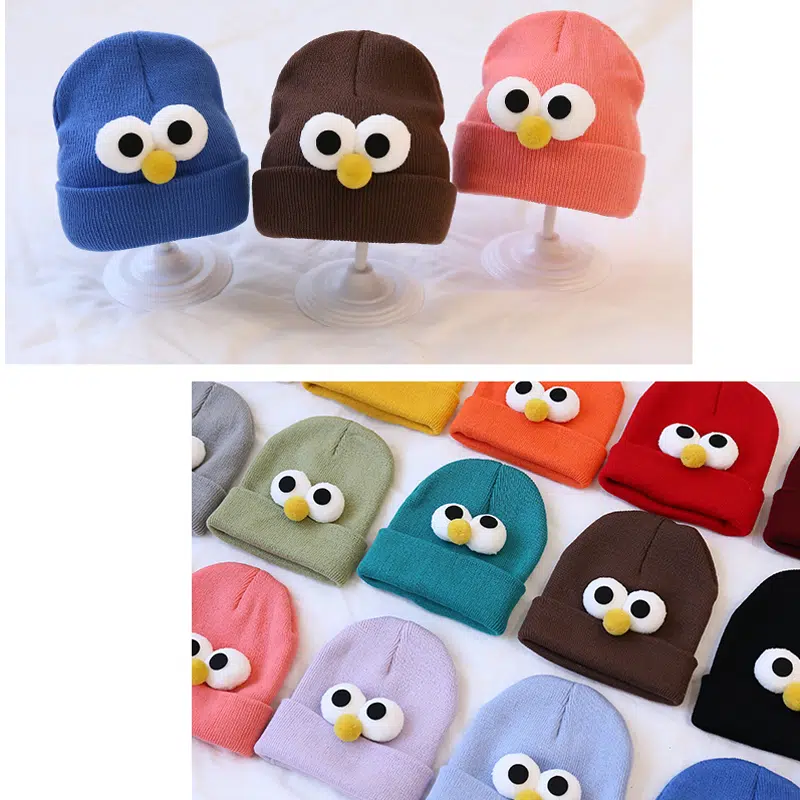 Simpatico cappello invernale in maglia acrilica stile Y2K con uccellino per bambini