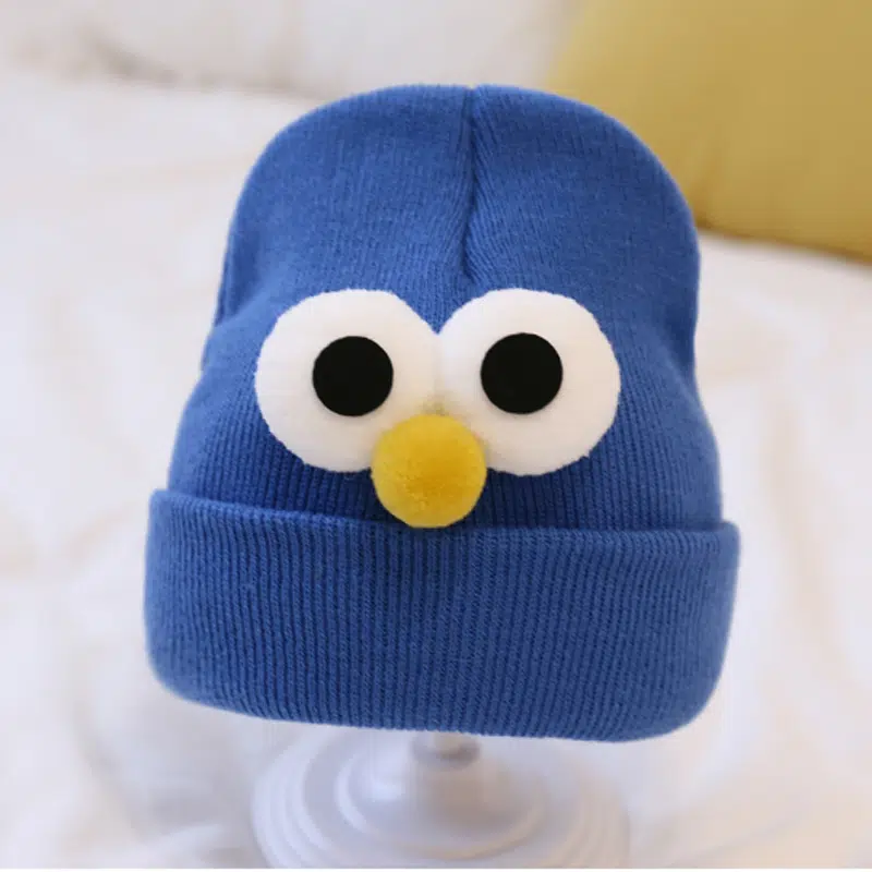 Simpatico cappello invernale in maglia acrilica stile Y2K con uccellino per bambini