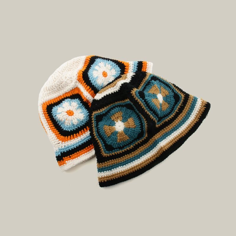 Custom Acrylic Multi-Color Knit Summer Crochet Bucket Hat