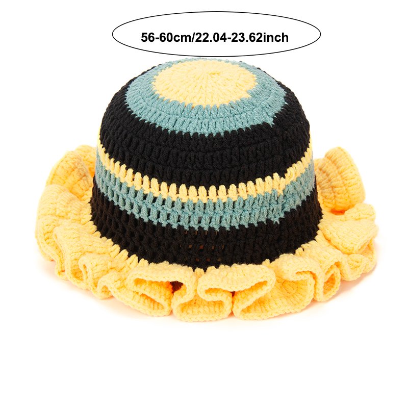 Women's Acrylic Knitted Stripe Crochet Winter Bucket Hat