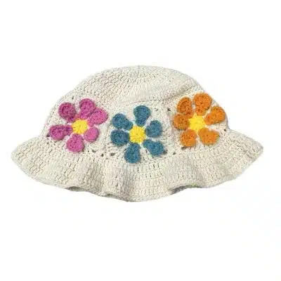 Cappello da pescatore casual in maglia con ricamo 3D personalizzato in acrilico per donna