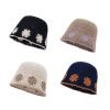 Women's Polyester Trendy Flower Korean Style  Retro Casual Knitted Fisherman Hat