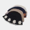 Women's Polyester Trendy Flower Korean Style  Retro Casual Knitted Fisherman Hat