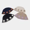 Women's Polyester Trendy Flower Korean Style  Retro Casual Knitted Fisherman Hat