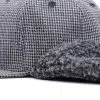 Chapeau à 6 panneaux en laine Melton personnalisé avec motif pied-de-poule et oreillettes