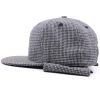 Custom Melton Wool 6 Panel Applique Houndstooth Hat With Ear Flaps